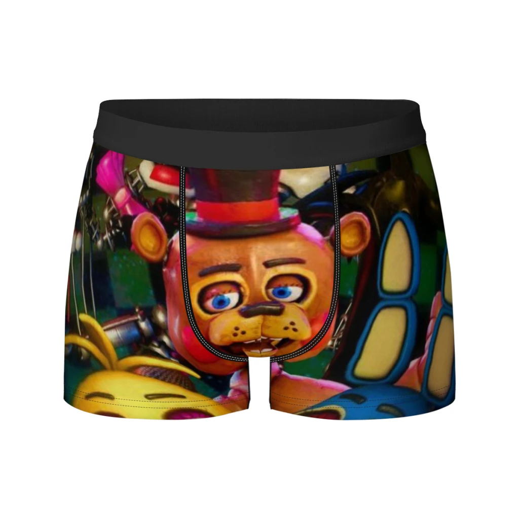 Desenhos animados dos homens Five Nights Boxer Freddy Print, calcinha masculina, cuecas masculinas, boxershorts respiráveis, roupa íntima para homem