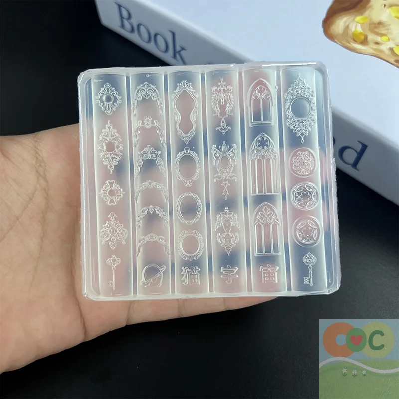 قالب سيليكون حامل شموع ثلاثي الأبعاد بنمط أوروبي عتيق، قالب تصميم شفاف لفن الأظافر بنفسك #3
