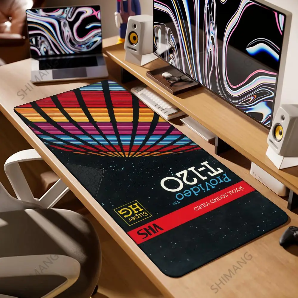 

VHS Large Recorder Gaming Mouse Pad Non Slip Nostalgic Keyboard Mat Retro Style XXL Laptop Desk Accessories Magnetic Tape Carpet