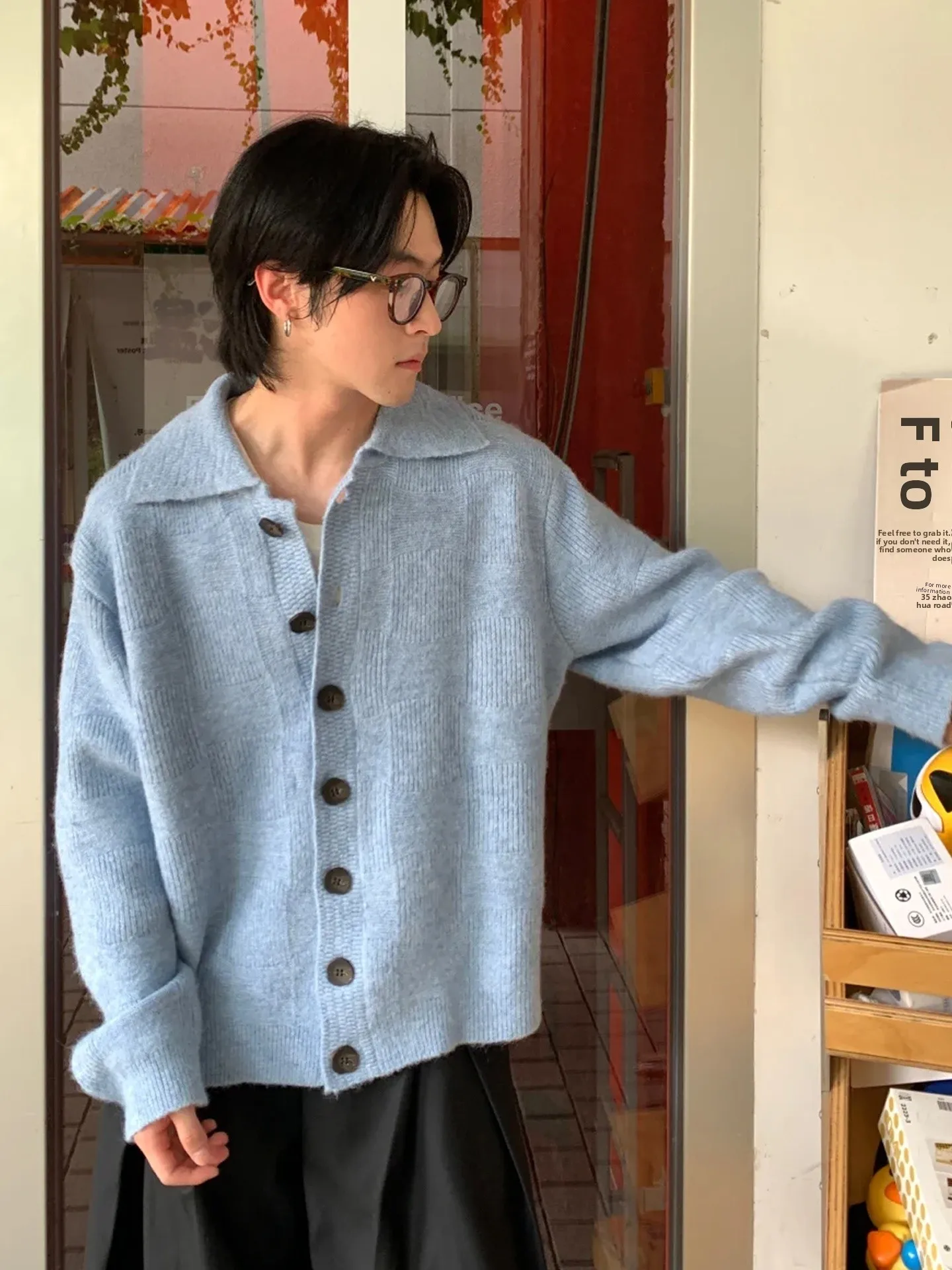 

Американский свободный вязаный свитер, пальто, мужской осенне-зимний ленивый универсальный элитный открытый кардиган в стиле ретро в стиле ретро