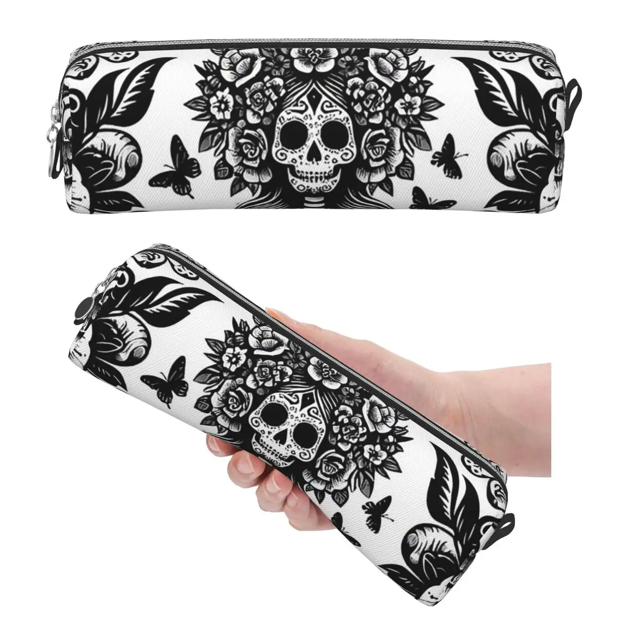 Mexikanische Catrina Girl Day Of The Dead Sugar Skull Federmäppchen für Kinder, Stiftbox, Stifttasche, große Aufbewahrungstasche, Stifthalter
