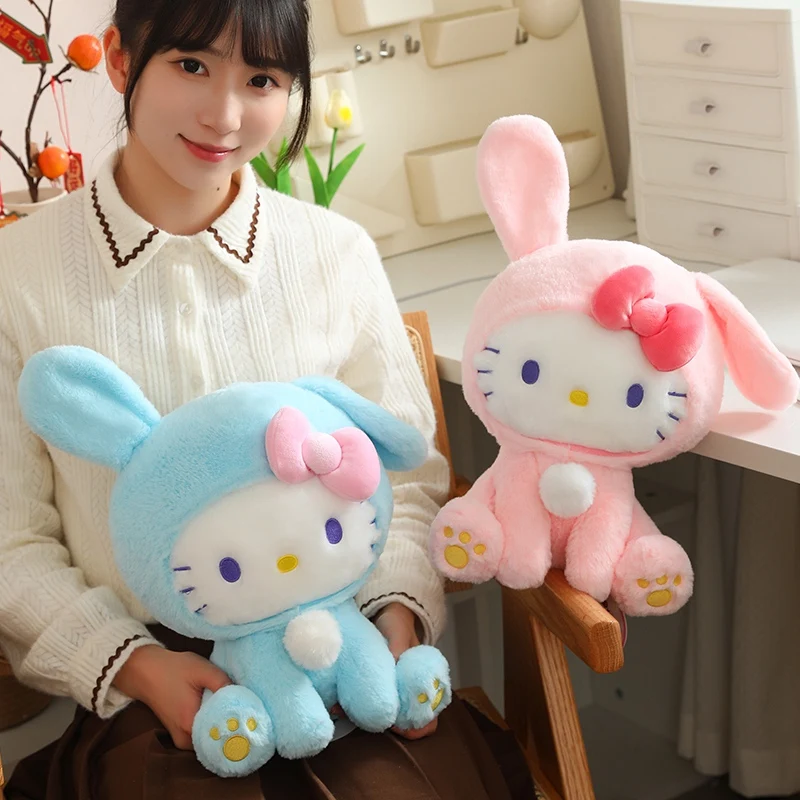 

Sanrio Hello Kitty Turn into кролик плюшевая игрушка приятная моя мелодия мягкая аниме длинные уши Hello Kitty плюшевые подарки на день рождения для девочек