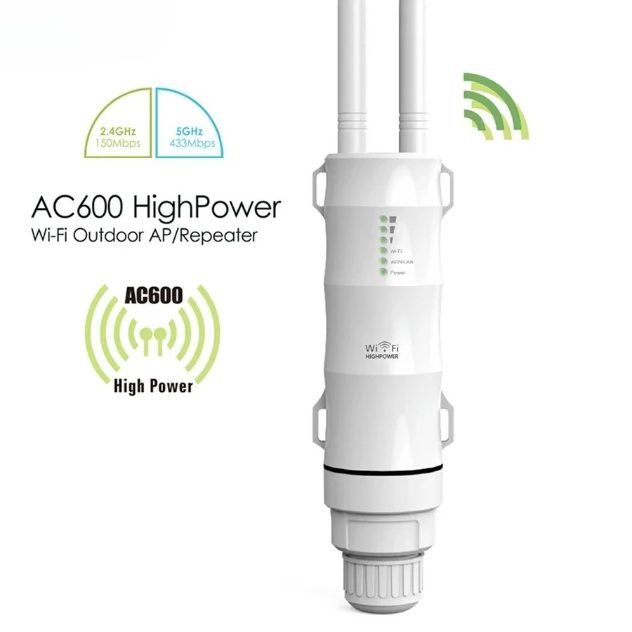 

Двухдиапазонный уличный Wi-Fi-маршрутизатор 2,4G/5G, усилитель AC600, мощный беспроводной повторитель точки доступа, водонепроницаемый удлинитель Wi-Fi