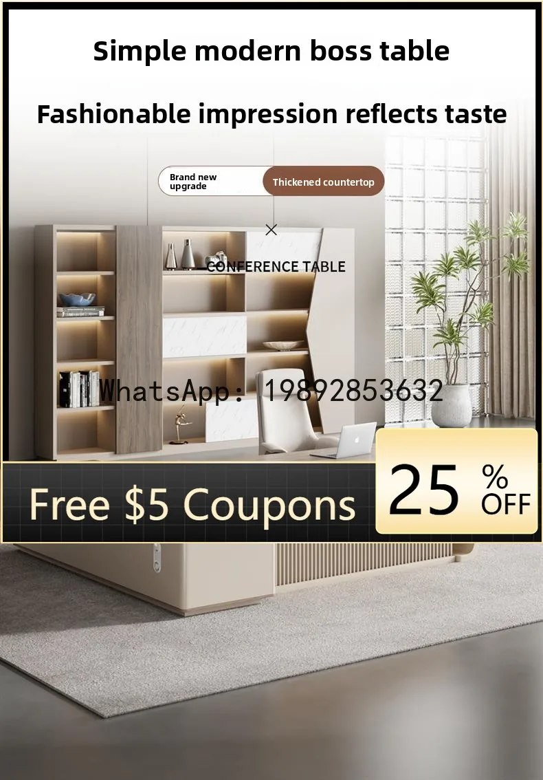 

Z5 Office Desk and Chair Set Modern Executive Manager Desk and Chair Fashionable Lacquered Large Desk