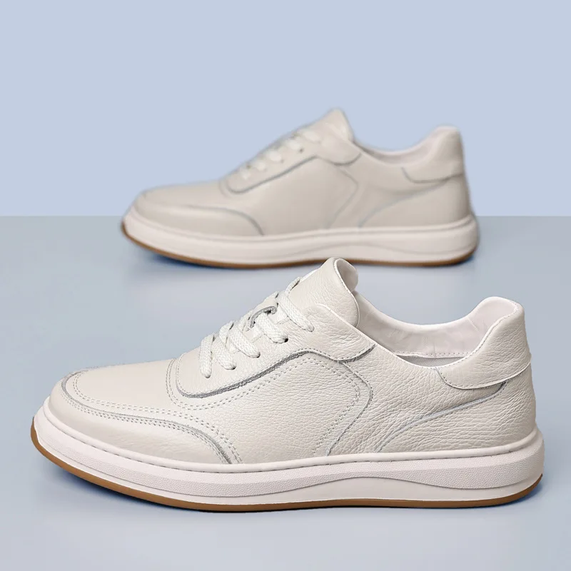 Unisex Hollow Genuine Cow Leather Men's Walking Shoes Couple Street Trend Jogging Sneakers Women Winter Boots with Plush Summer