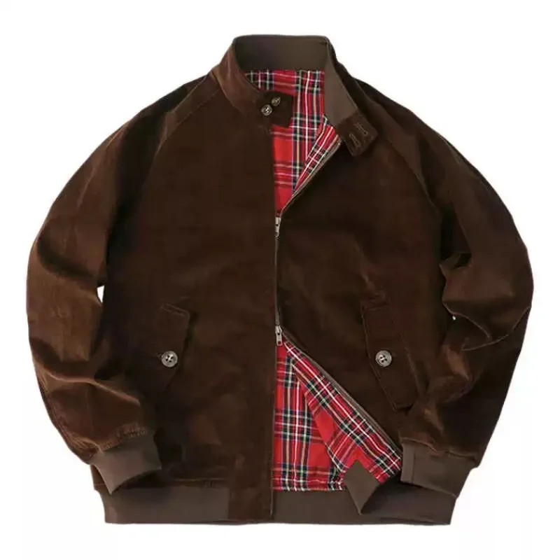 Men's Corduroy Golf Jacket Stand Collar Autumn Outwear