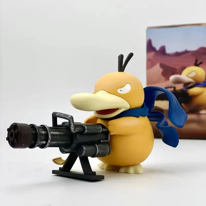 In Stock Anime Gatling Psyduck Car Model Play Yellow Duck Handmade Model Pet Ornament Toys Boyfriend Gift Psyduck Figure Toys