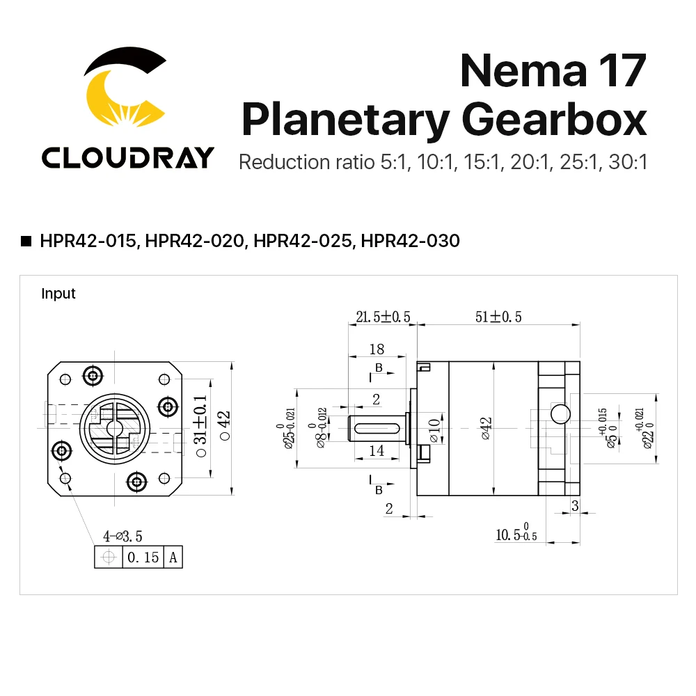 Imagem -05 - Caixa de Velocidades Planetária do Cloudray-nema17 Redutor da Velocidade do Motor Relação 5:1 10:1 20:1 20:1 25:130:1 mm Entrada para o Motor Próximo Aberto do Laço