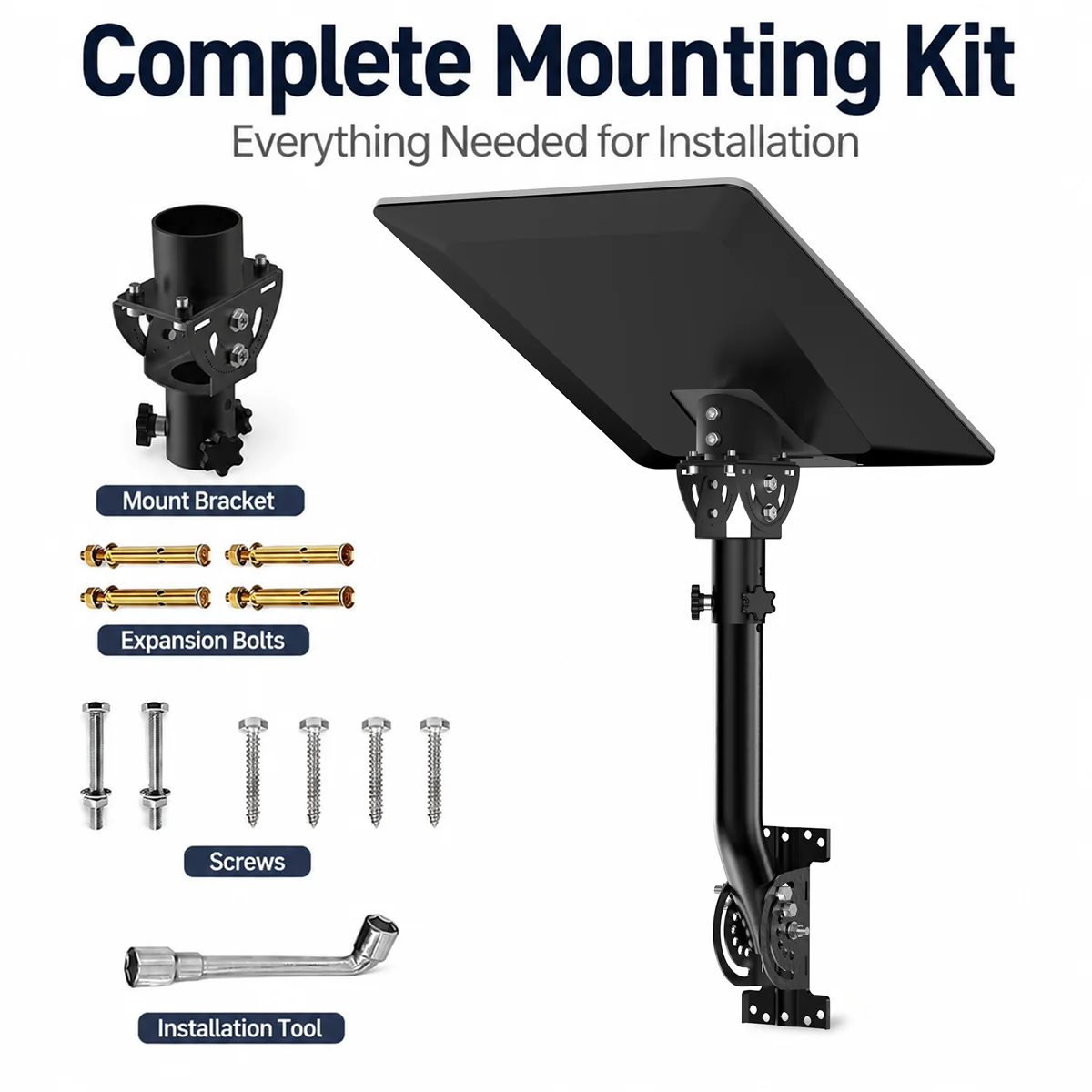 Starlink V5 Roof Mount, Wall & Pole Mounting Kit, 160° Tilt Adjustable Heavy-Duty Metal, For Starlink Gen 5 Install Bracket