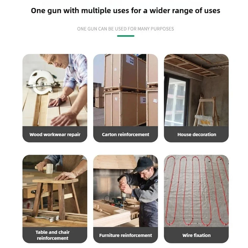 Hot Sale-Household DIY 4 In 1 Manual Nailing Gun Heavy Duty Air Nail Construction Stapler Woodworking Special Staple Book