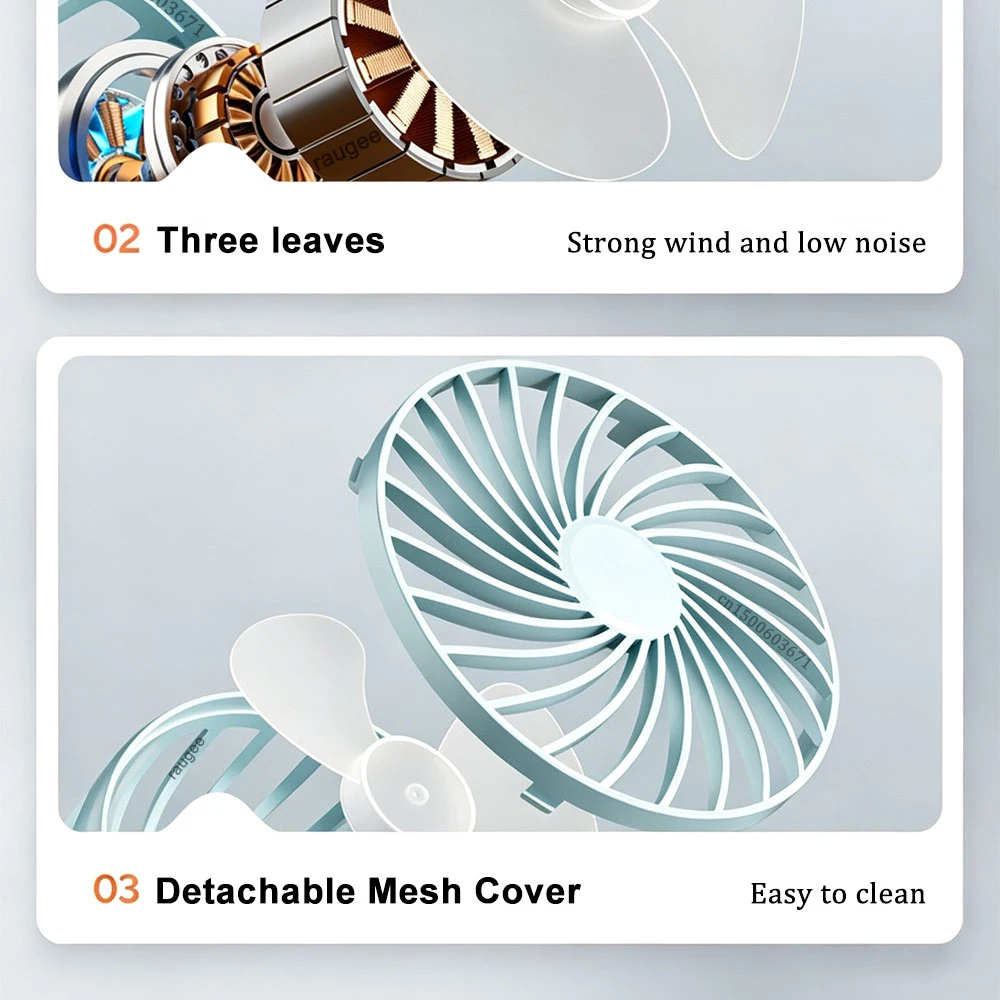 Tragbarer Mini-Autoventilator mit Clip, 360° drehbar ° Drehbarer USB-Aufladbarer Kühlventilator mit 3 Geschwindigkeiten, Starker Wind, Tragbarer Kleiner Auto-Clip-Ventilator – Detail 6