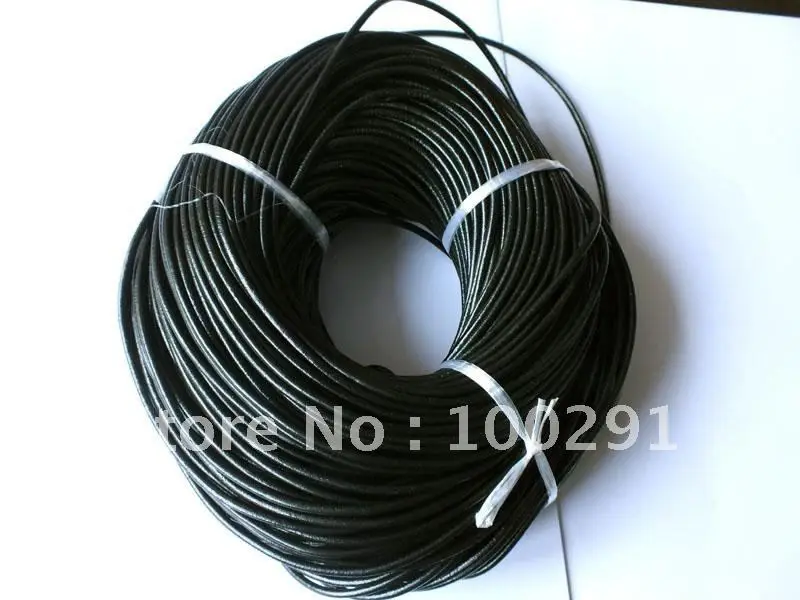 100meter/lot 2mm 3mm 4mm Black color Jewelry bead making cord findings round real guniune leather cord