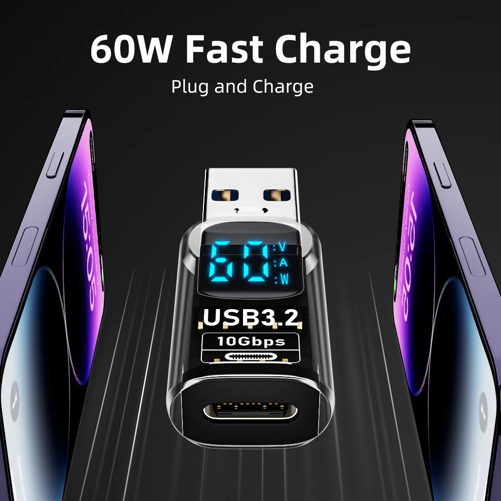 USB3.2 10Gbps Fast Transfer Data Adapter USB Male to USB Female USB C Converter Digital Display Adapter for iPhone16 15 Laptop