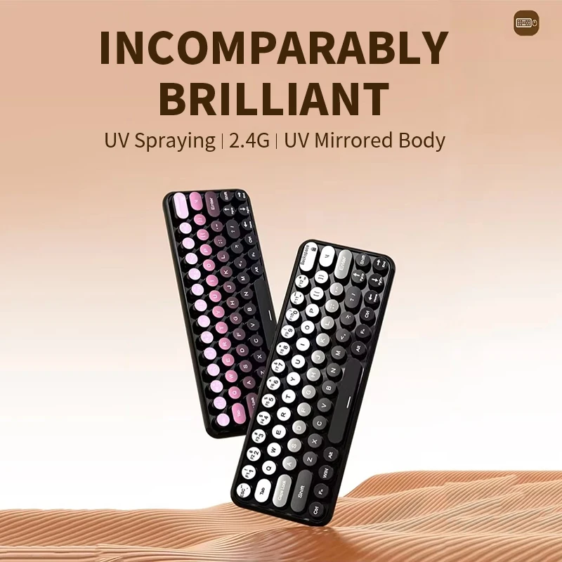 

K26 girls office three mode wireless Bluetooth keyboard mouse set gradient color computer laptop film technical keyboard