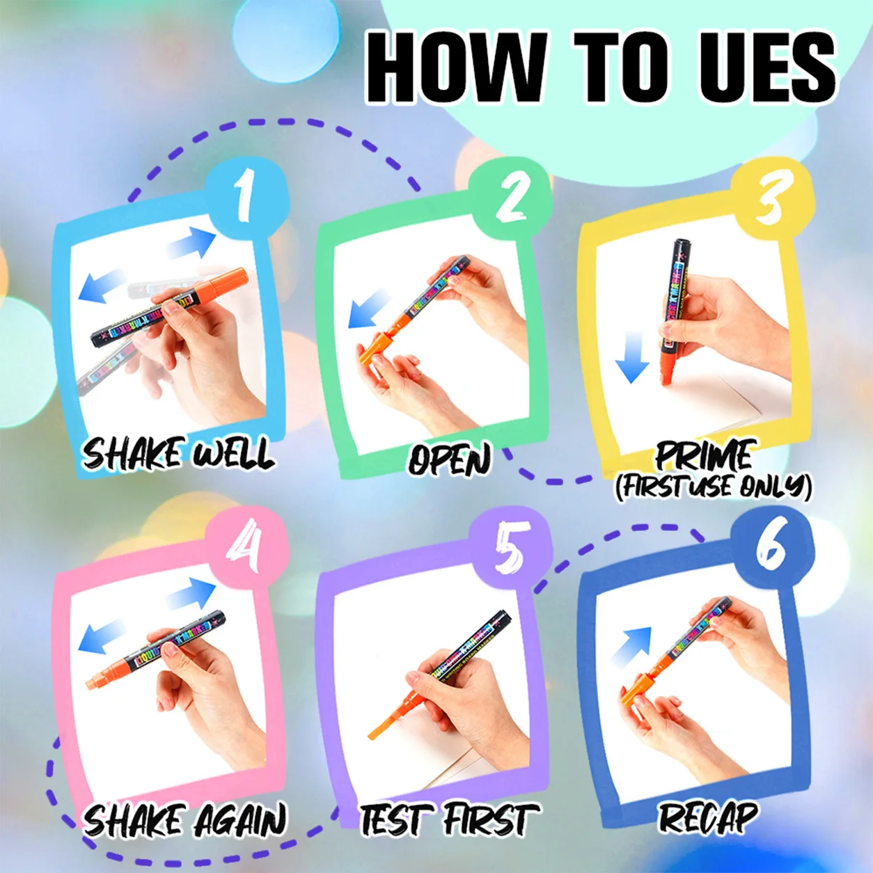 Glass graffiti marker, special pen for fluorescent board, erasable night light watercolor blackboard whiteboard pen