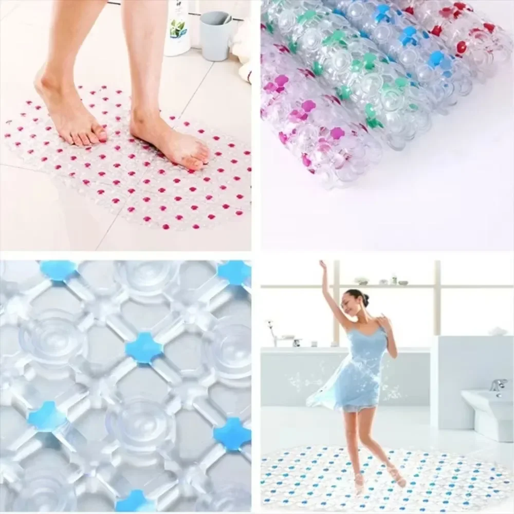 PVC Anti-skid Bath Mats Soft Shower Mat Massage Mat with Suction Cup Non-slip Bathtu Bath Mat Bathroom Accessories