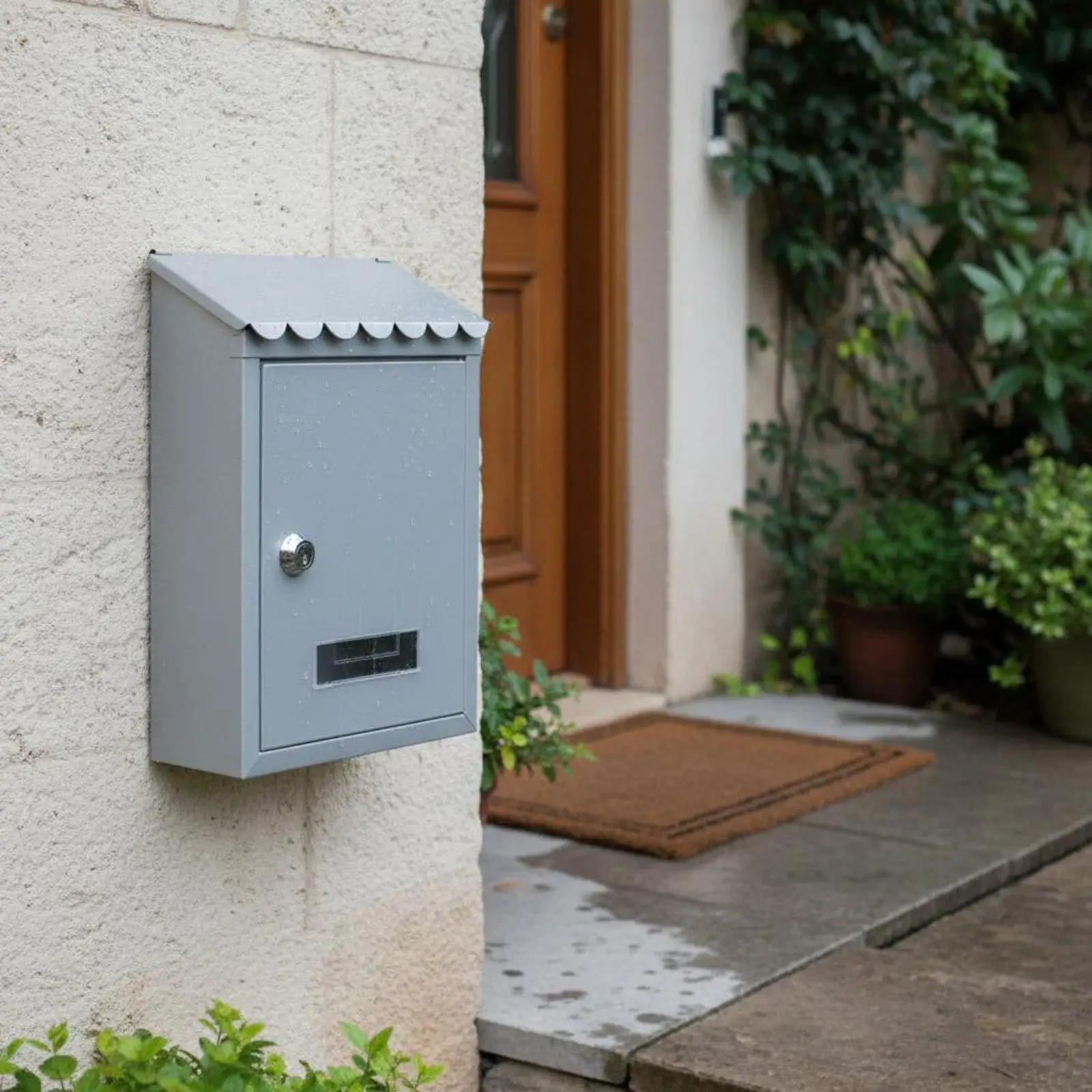 Outdoor Mailbox Iron Secure Key Lock Letterbox Outdoor Weatherproof Wall Mounted Mail Holder for Porch Home