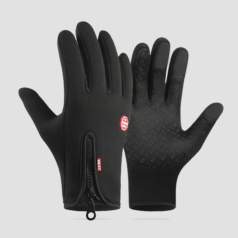 Touchscreen-Winter-warme Handschuhe für Männer und Frauen, rutschfest, wasserabweisend, winddicht, Radfahren, Wandern, Camping, Fahren, Handschuhe mit Reißverschluss – Detail 7