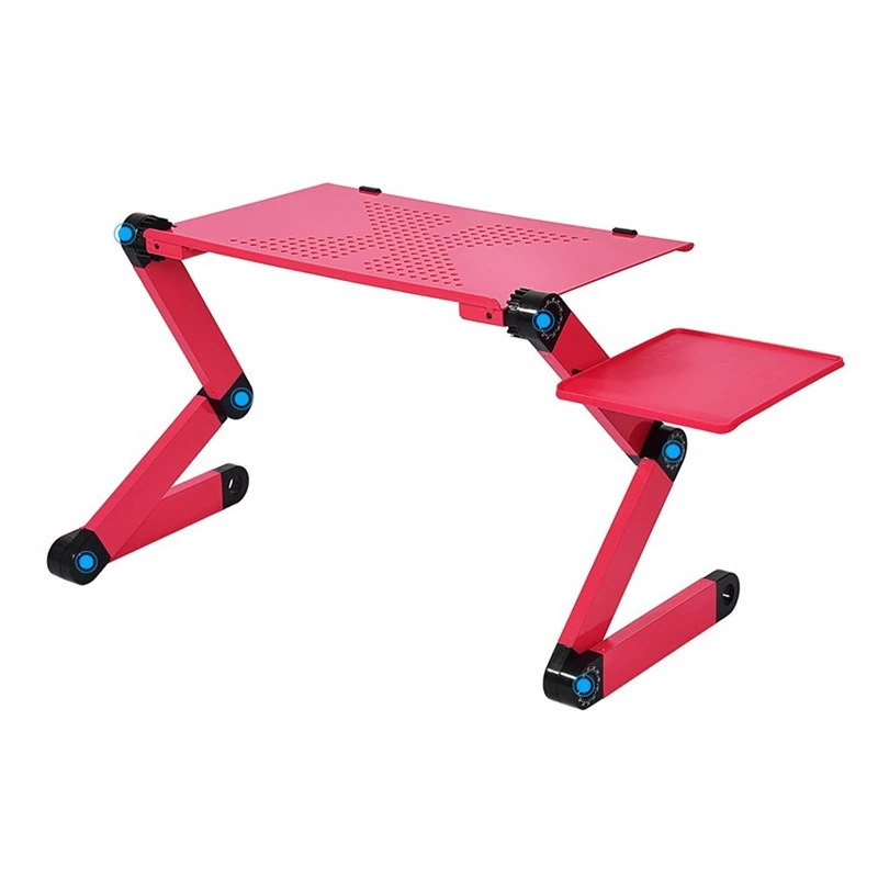 Aluminum Laptop Folding Table Computer Desk Stand Lazy Stand 360 Degree Rotating Multifunctional Portable Table-Red