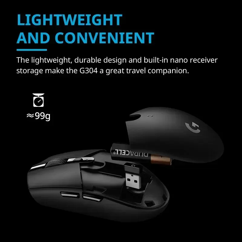 Logitech G304/G305 Nirkabel Asli Pemosisian Tepat - 6 Tombol, DPI Dapat Disesuaikan, Latensi Rendah untuk Gamer & Profesional