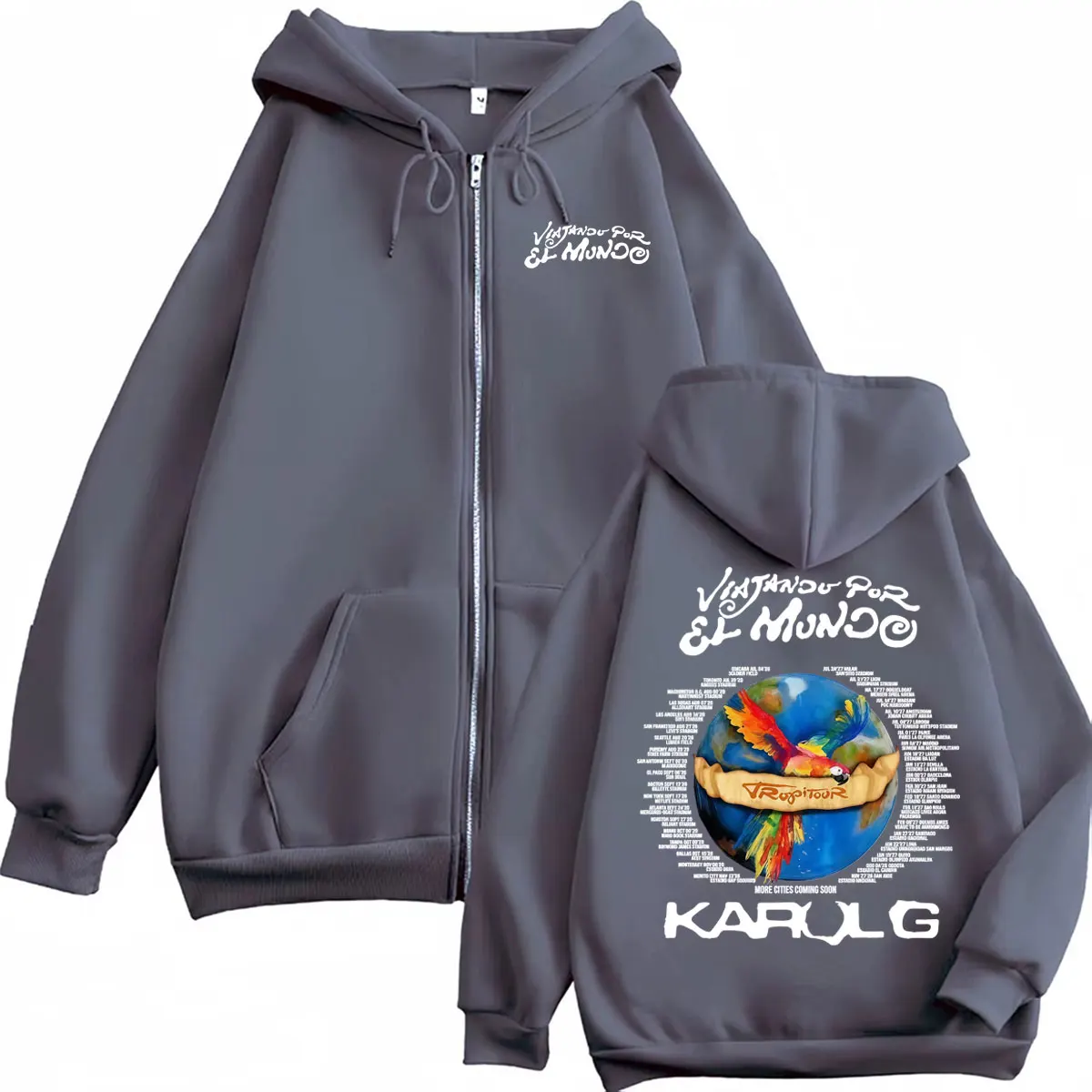 Karol G Tropicoqueta Tour 2026 Concert Zip Up Hoodie Men Women Fashion Trend Jacket Sweatshirt High Quality Zipper Hoodies Coats