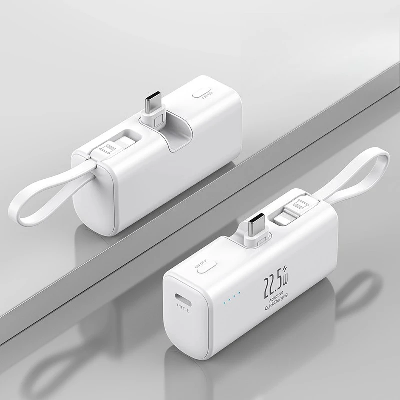 5000mAh Built-in Cable Super Fast Charging Mini Ultra-thin Compact and Portable Mobile Power Supply