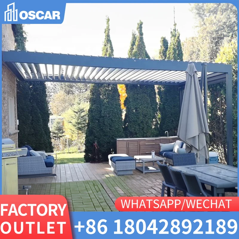 Rain and Wind Sensor Electric Pergola Roof System Hot Sale Motorized Aluminum Waterproof Pergolas & Bridge Arches