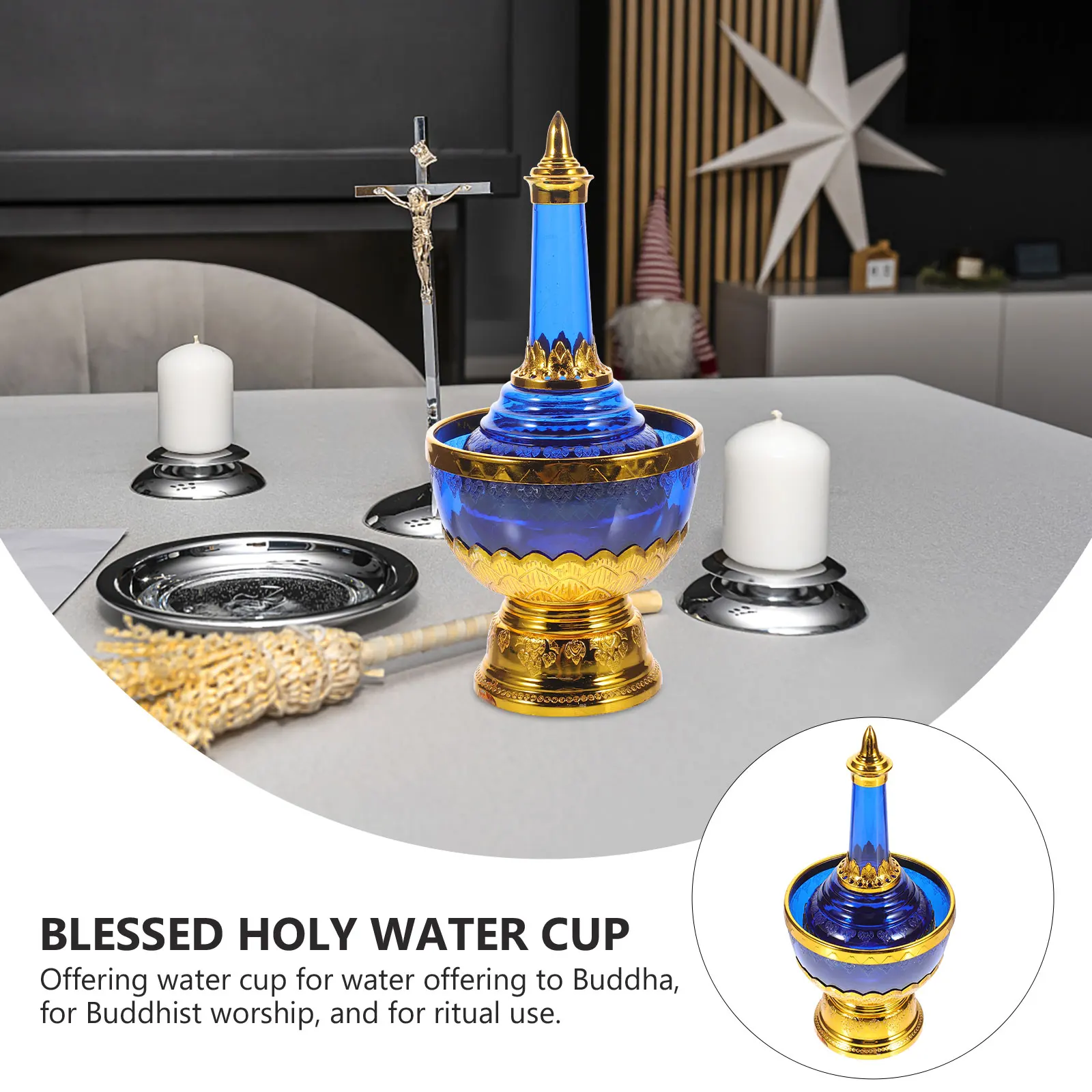 

1 set 1 Set Exquisite Plastic Offering Cup Golden Decorative Home Temple Worship Supplies Multi-Function Ritual