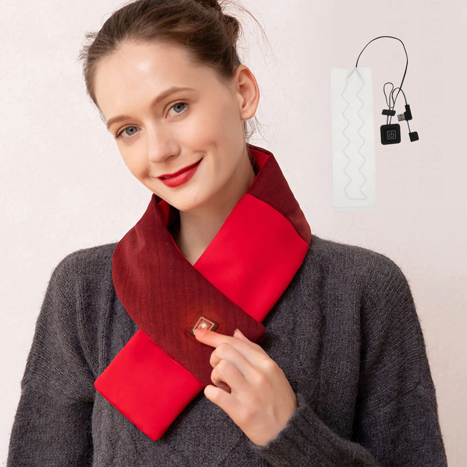 

Heating Film Pad Carbon Fiber Electric Warm Scarf for Women Winter Use Machine Washable Portable Travel Gym Camping Comfortable