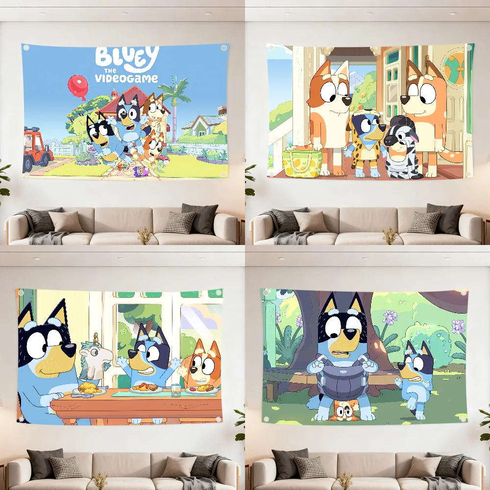 Bandera Decorativa con Diseño de Bluey, Ideal para Fiestas al Aire Libre, Picnics, Campamentos y Decoración del Hogar, Superventas