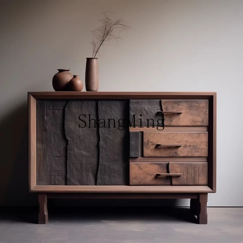 

FG solid wood dining side cabinet, old atmosphere, entrance cabinet, storage storage cabinet