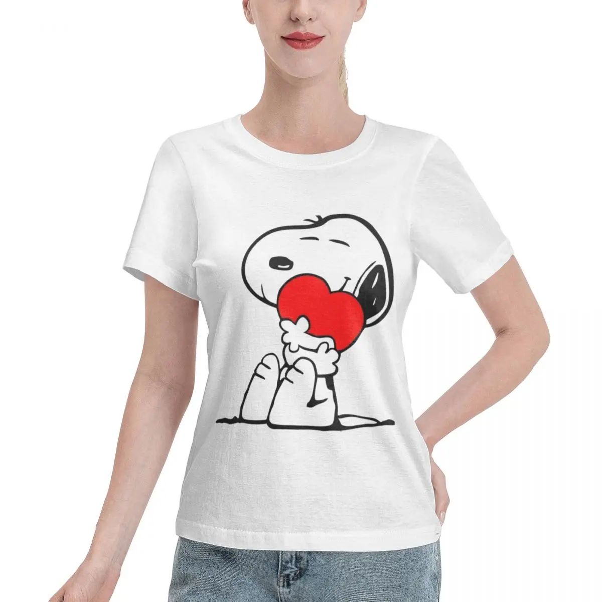 

Snoopy Luxury T Shirts for Women's Summer Print Shirt Cotton High Quality Clothing Streetwear