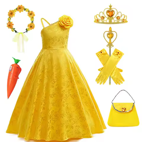 Girls Princess Dress Children Cosplay Judy Yellow Performance Evening Frocks Kids Birthday Carnival Party Costume