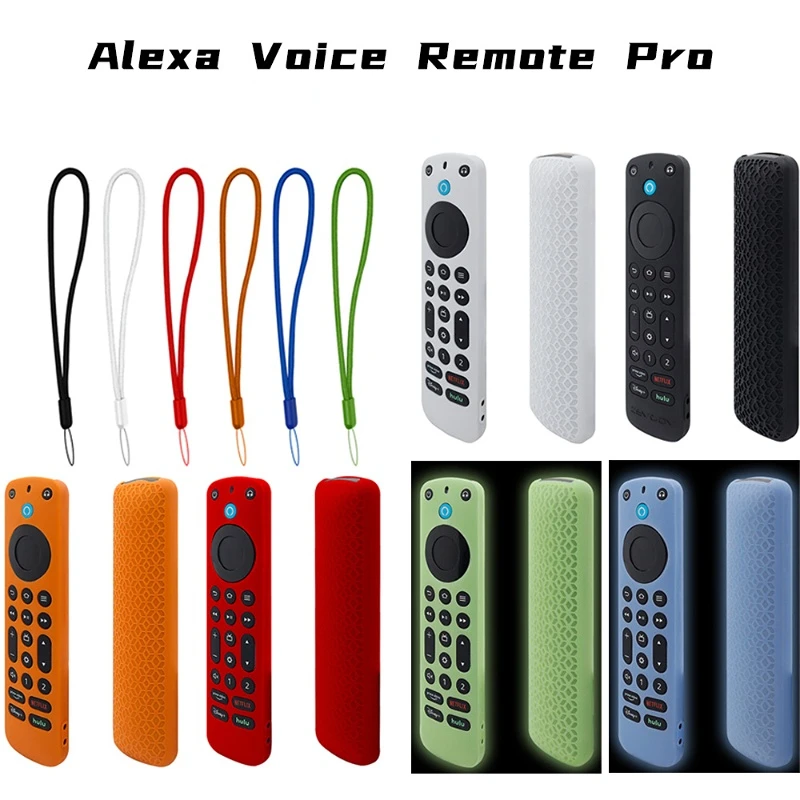 Silicone Remote Control Cover Anti Lost Television Remote Control Case Replacement for 2022 Alexa Voice Remote Pro