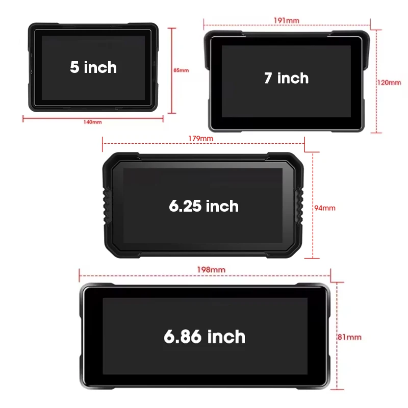 لوحة قيادة رقمية محمولة من Srnubi مضادة للسرقة وشاشة قابلة للإزالة لاسلكية CarPlay Moto Android Auto GPS للدراجات النارية