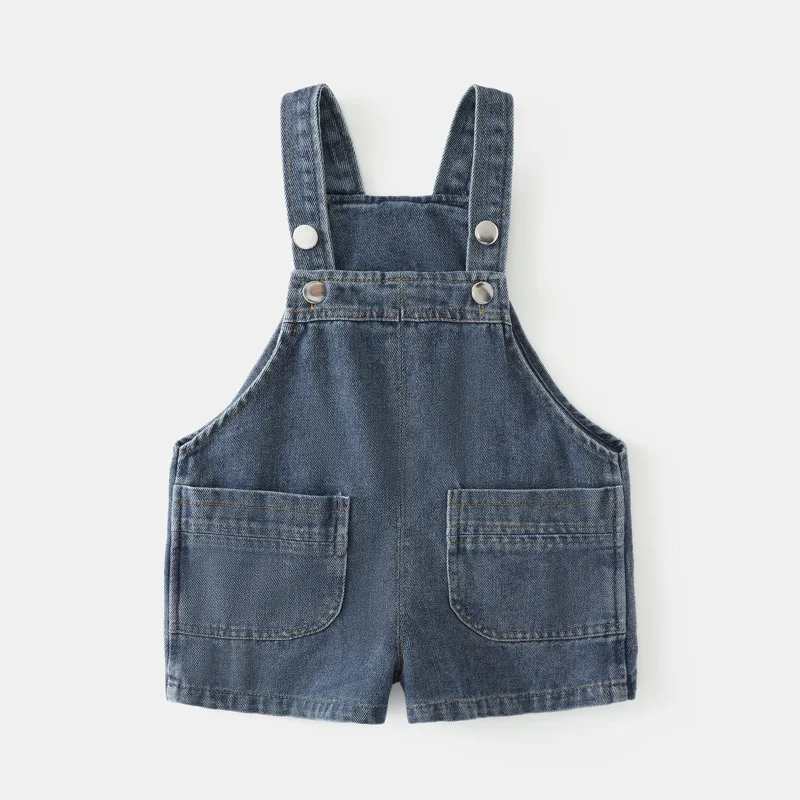 2026 Summer New Boys and Girls Korean Edition Fashion Blue Cowboy Strap Shorts 0-4 Years Old