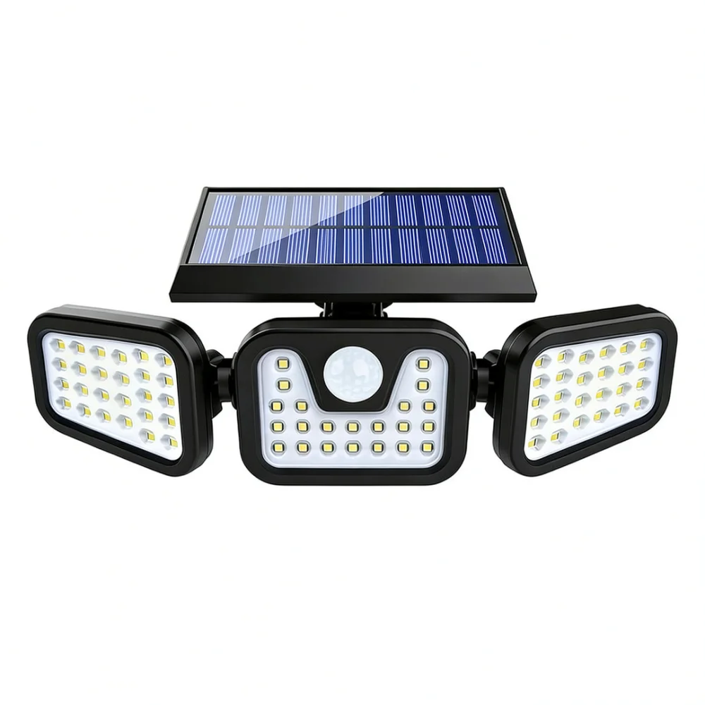 Outdoor Waterproof Solar Motion Sensor Wall Lamp Triple Head Split Light For Garden Yard Fence Security Illumination