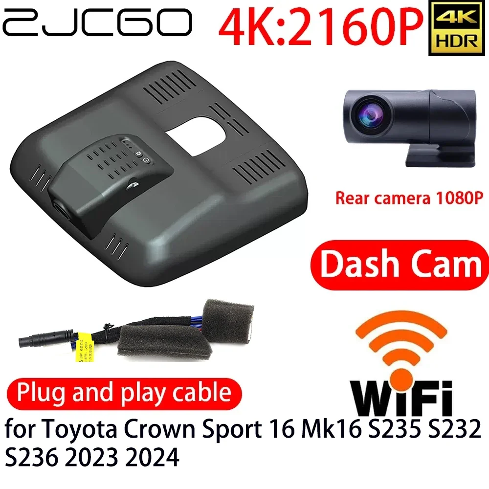 

ZJCGO 4K DVR Dash Cam Wifi Front Rear Camera 24h Monitor for Toyota Crown Sport 16 Mk16 S235 S232 S236 2023 2024