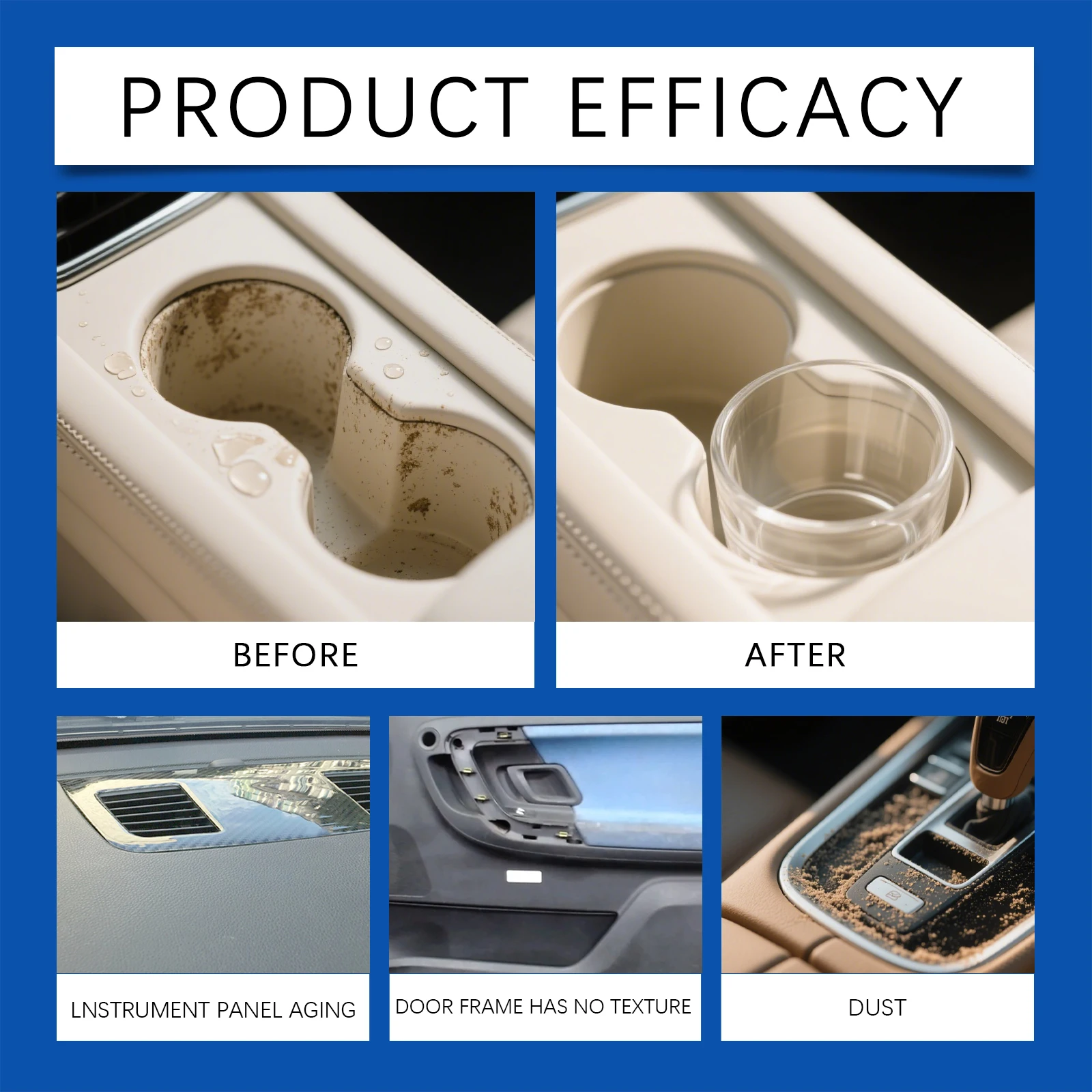 منظف داخلي متعدد الأغراض للسيارة بدون ماء سعة 120 مل لأجهزة قياس السقف، رذاذ تنظيف وتكييف رغوة الفانيلا الجلدية