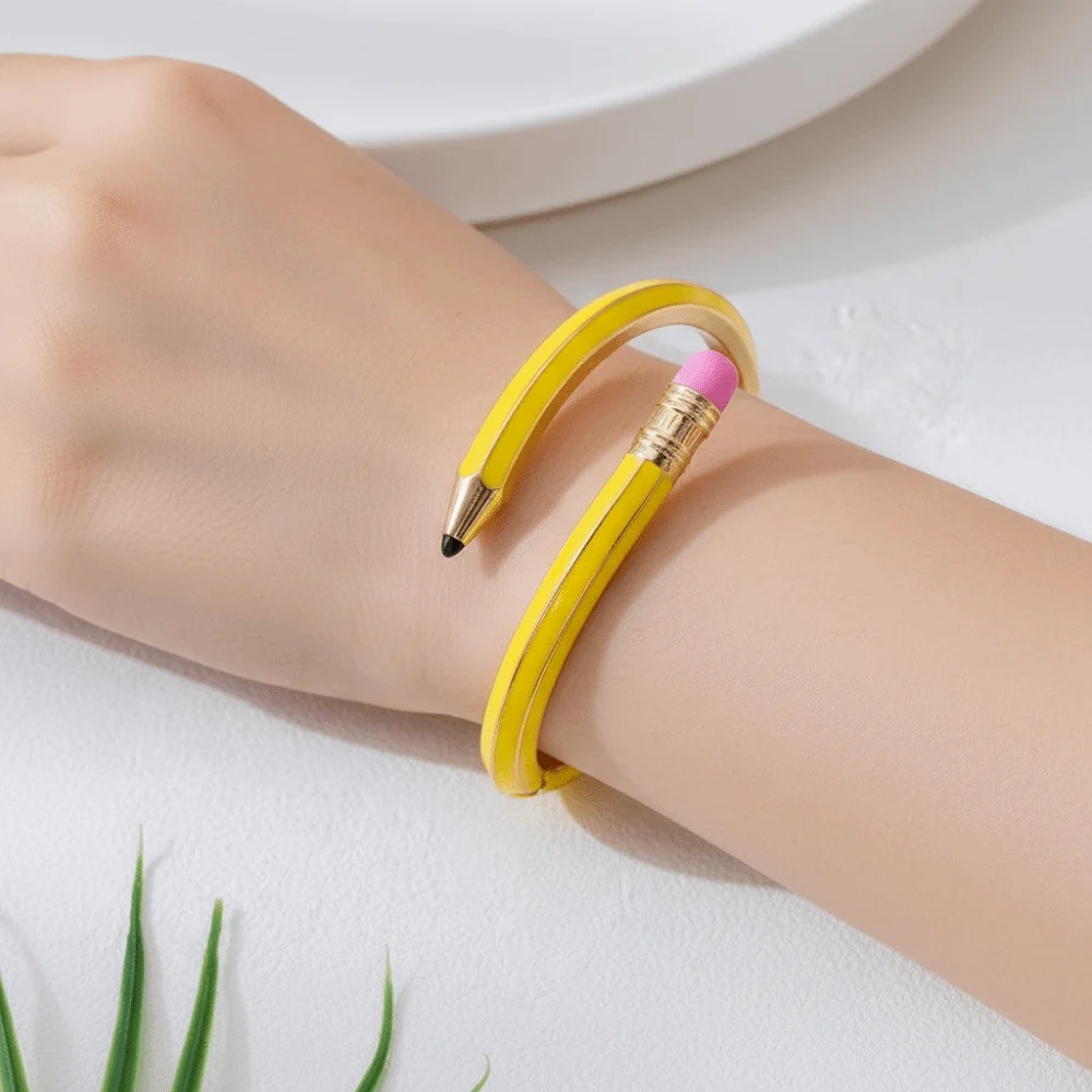 Stylish Trendy Pencil Bangle Unique Shiny Glitter Cross Enamel Bracelet Open Mix Match Fashion Cuff Bracelet Daily