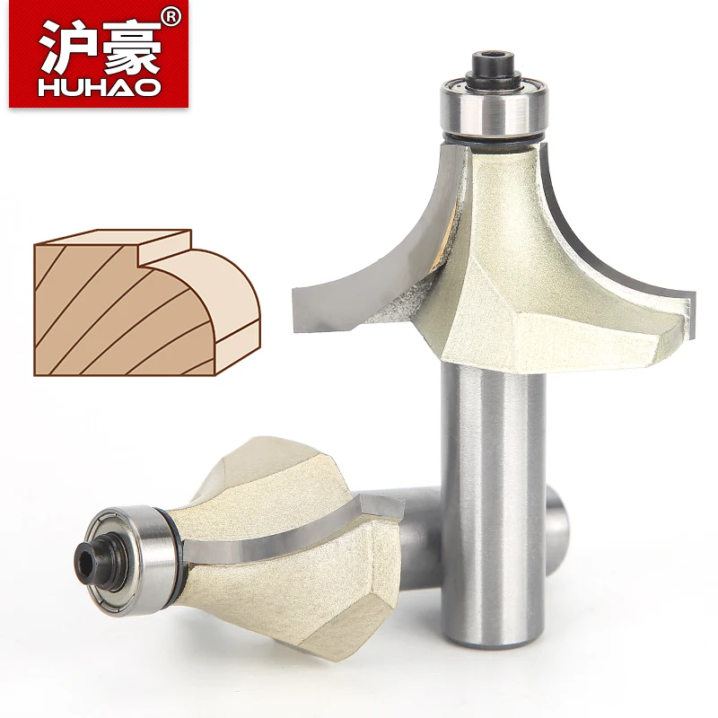 HUHAO 12.7mm Shank Corner Round Over Router Bit with Bearing Milling Cutter for Wood Tungsten Carbide Flush Trim Cutter