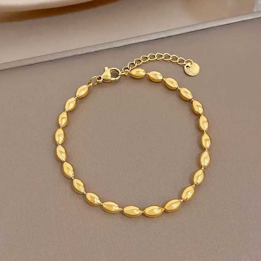 Freetry Minimalist Stainless Steel Bead Chain Bracelet for Women Gold Color Adjustable Bracelet Waterproof Jewelry Accessories