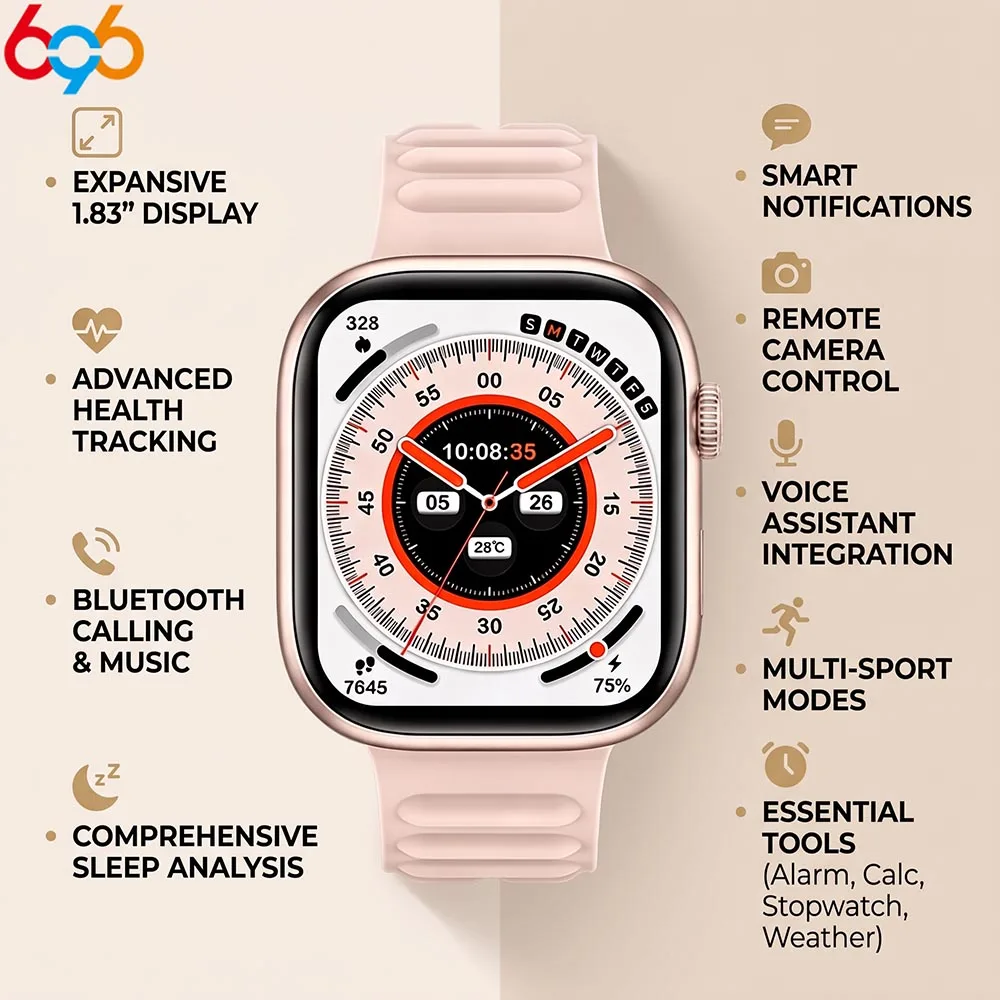 Waterproof Sports Smartwatch for Men & Women  Custom Watch Face  Fitness Tracker with Heart Rate Detection