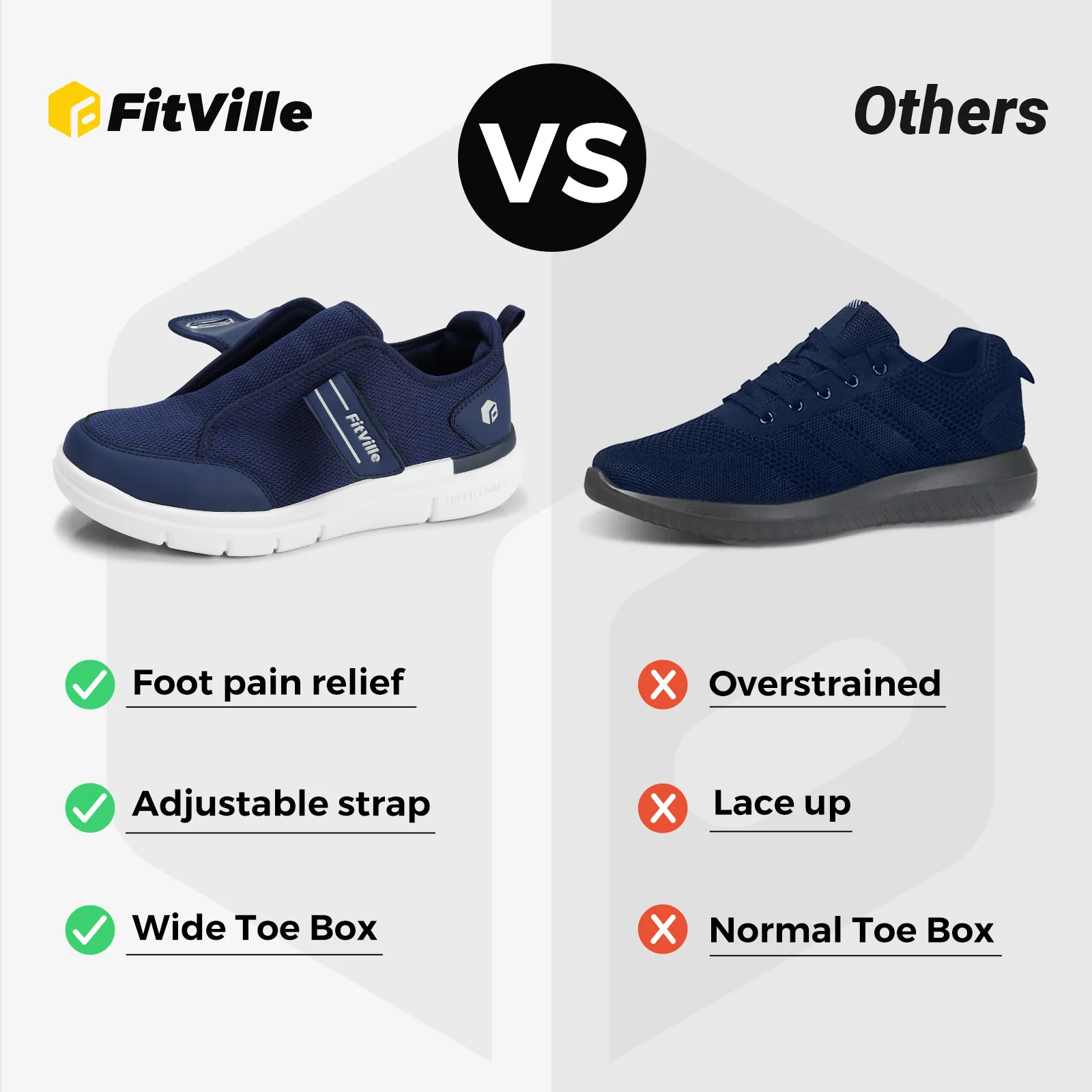 Extra Wide Hook and Loop Walking Shoes for Swollen Feet Neuropathy FitVille Extra Wide Walking Shoes for Men Wide Width, Hook  main image 4