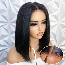 Bob Wig Human Hair Glueless Wigs Human Hair Pre Plucked Pre Cut 4x6 HD Lace Front Glueless Wigs Human Hair 180% Short Wigs