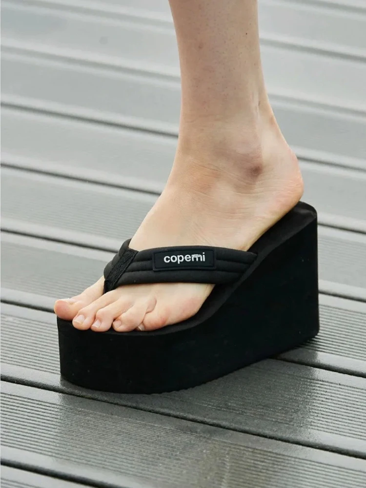 Elevated Anti-Slip Clog Style Sandals Thick Heel Casual Slip-On Summer Shoes for Short Women Comfortable Cotton Filled Rubber...