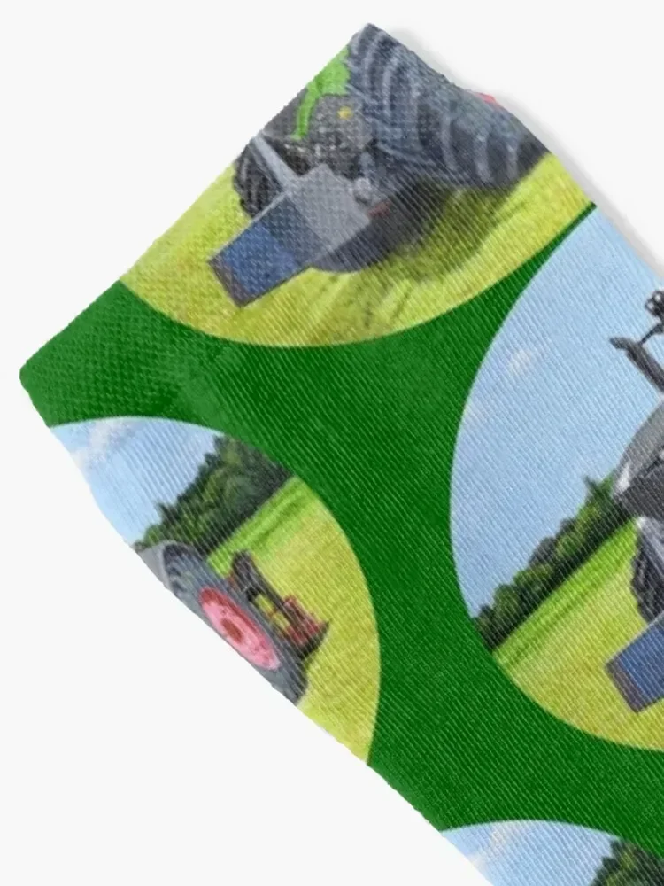 Green Tractor in Field (green background) Socks christmas stocking designer brand custom Toe sports Women Socks Men's