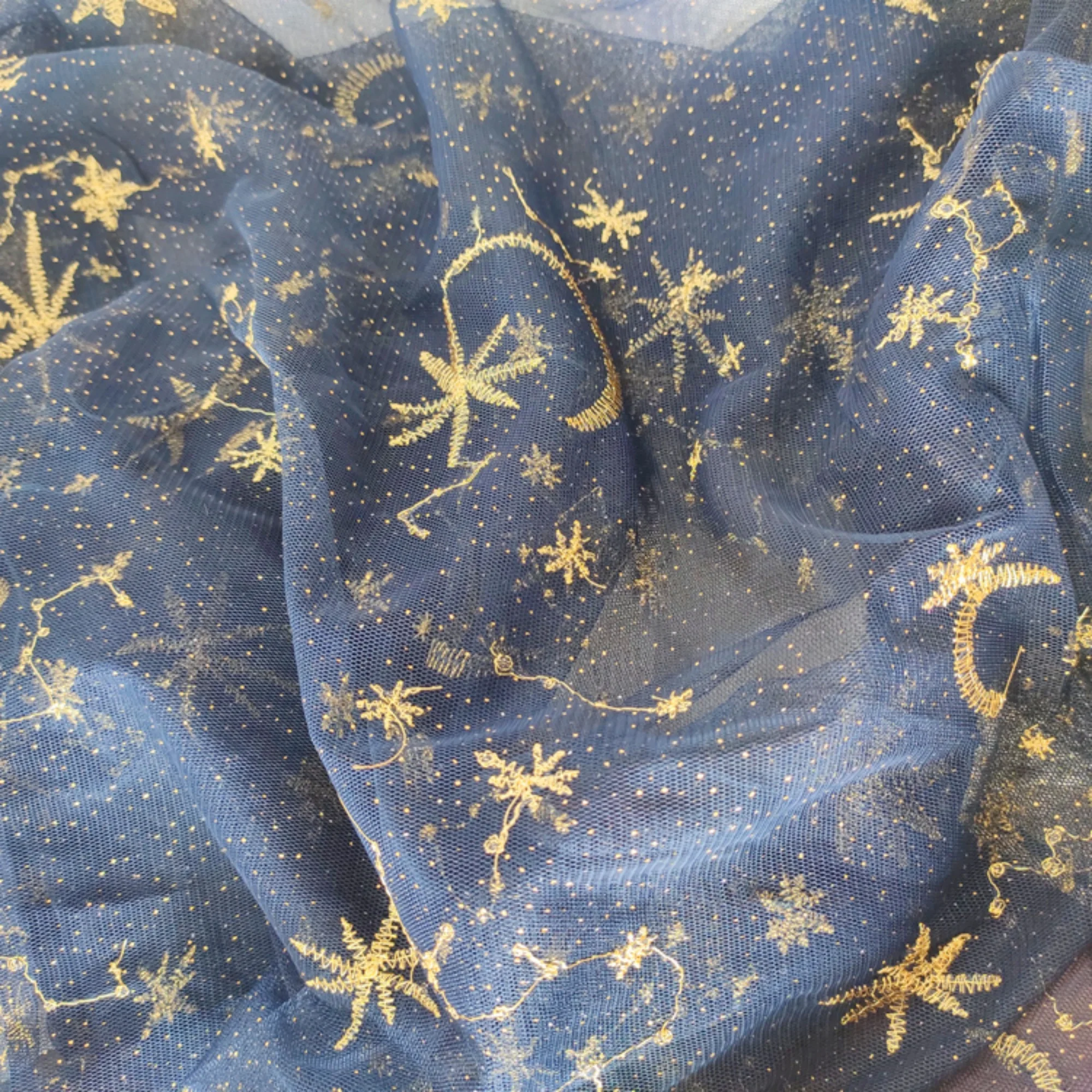 0.5 meters multi-color mesh bronzing star and moon fabric，for DIY wedding prom dress,130cm
