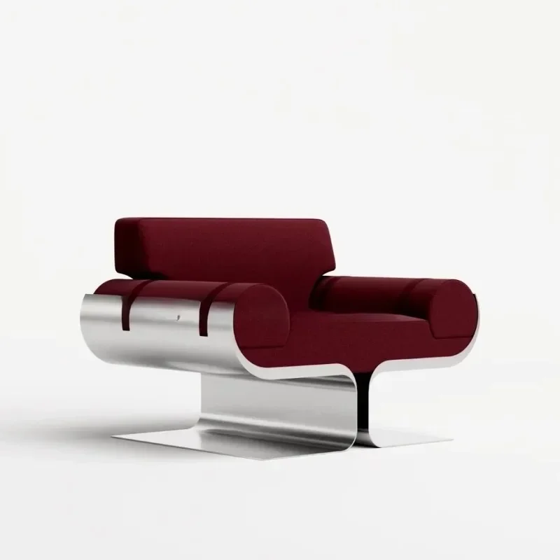 

Backrest Italian minimalist designer sofa Metal light luxury backrest High-end custom living room sofa