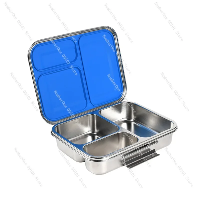 lunch box Children's lunch box Stainless steel grid design Food crisper Portable lunch box Can be put into microwave oven